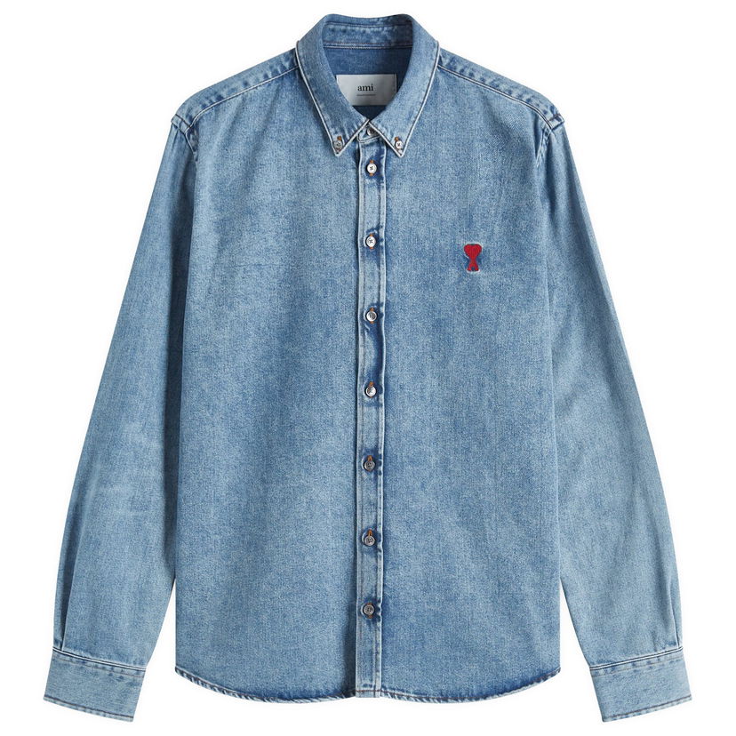 Srajce AMI AMI Paris ADC Denim Shirt, Size Large Modra | USH063-DE0056-480