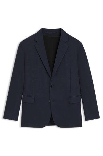 Jakna BOSS Slim-Fit Twill-Print Jersey Blazer Mornarica | 50544597