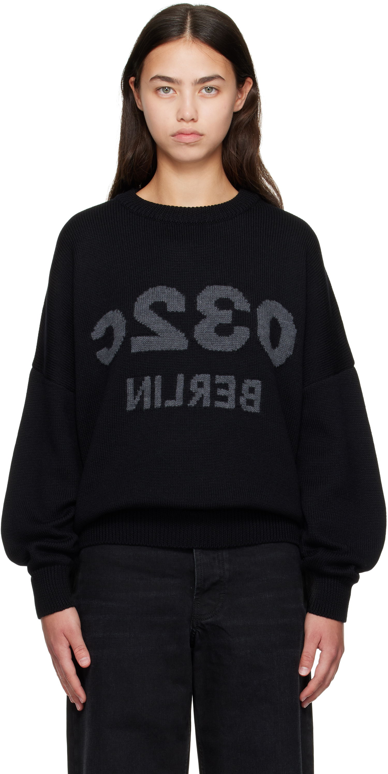 Pleteni pulover 032C 032c Selfie Knit Sweater Črna | F25-URK-1511-000-W, 0