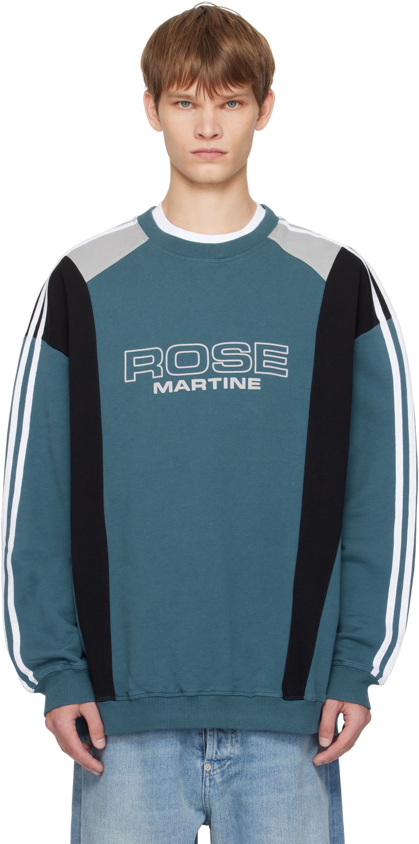 Pulover Martine Rose Martine Rose Panelled Sweatshirt Turkizna | 673JS01529D