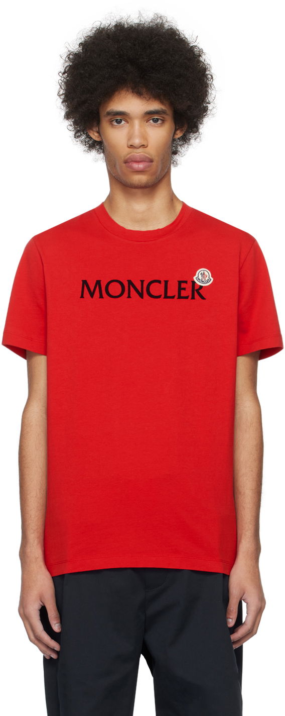 Majica Moncler Flocked T-Shirt Rdeča | J10918C000578390T