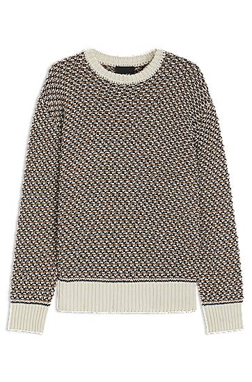 Pleteni pulover BOSS Textured Knit Sweater Bež | 50543159