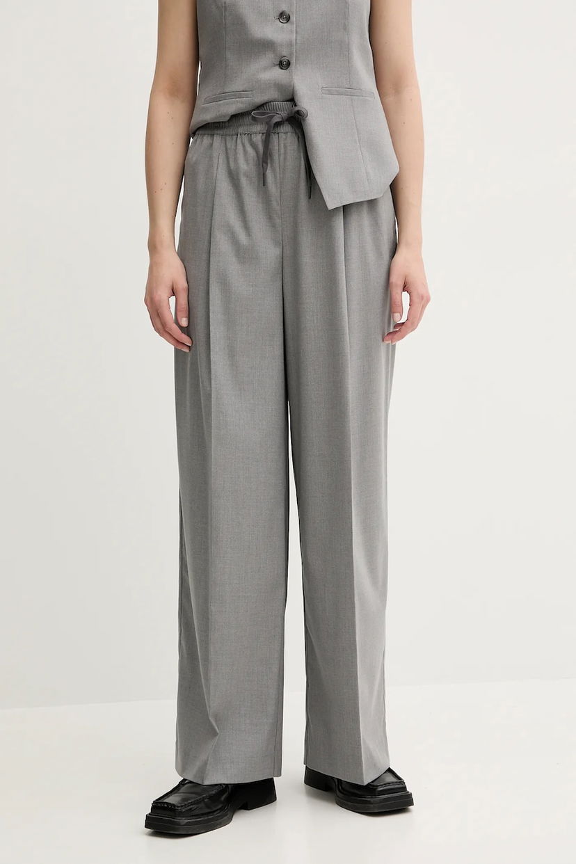 Hlače Samsoe Samsoe Samsoe Samsoe SARILA High Waist Wide Leg Trousers Siva | F25200049