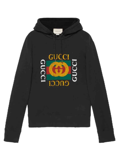 Pulover Gucci Oversize Logo Hoodie Črna | 454585 X5J57 1015