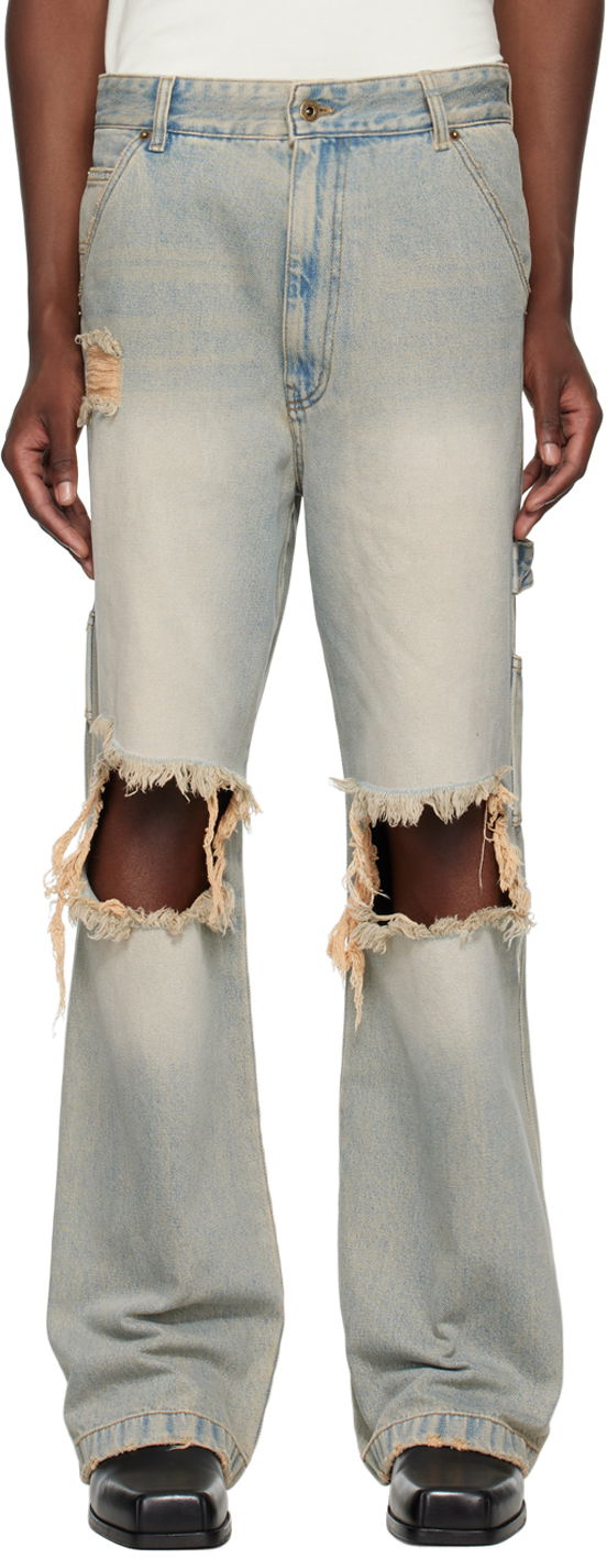 Kavbojke We11done We11done Distressed Carpenter Jeans Modra | WD-DP2-24-319-M-SK