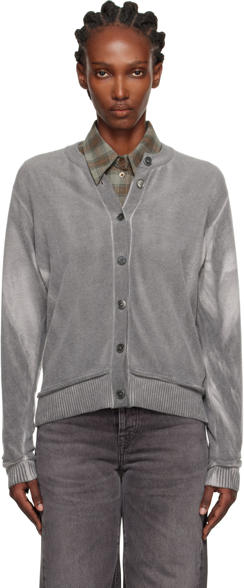 Pleteni pulover OUR LEGACY OUR LEGACY Dual Cardigan Siva | W4253DG