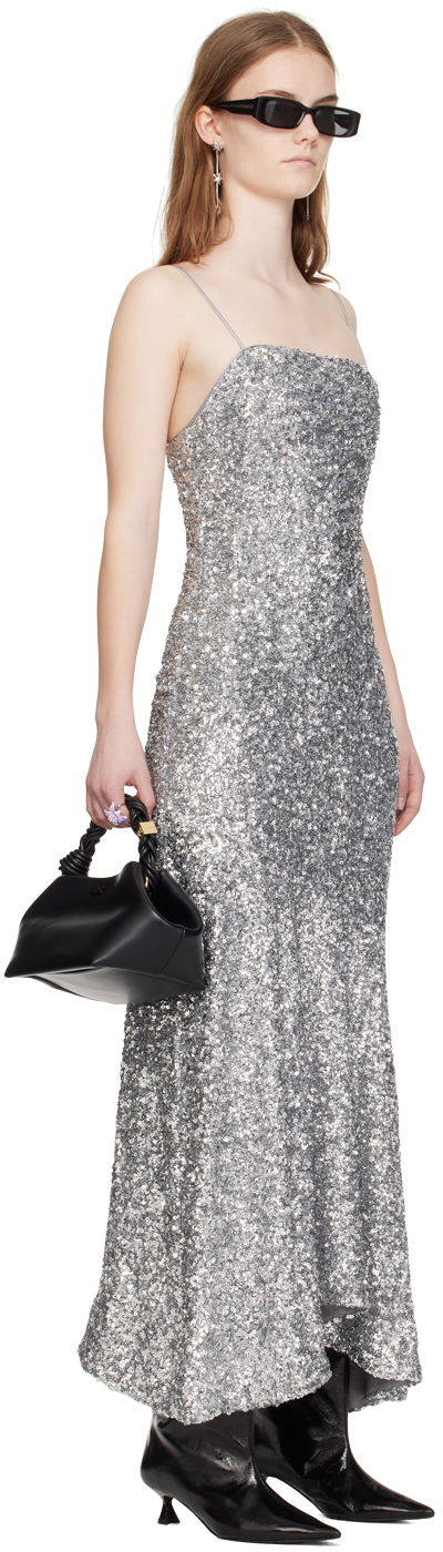 Obleke GANNI GANNI Sequin Maxi Dress Siva | F9053, 1