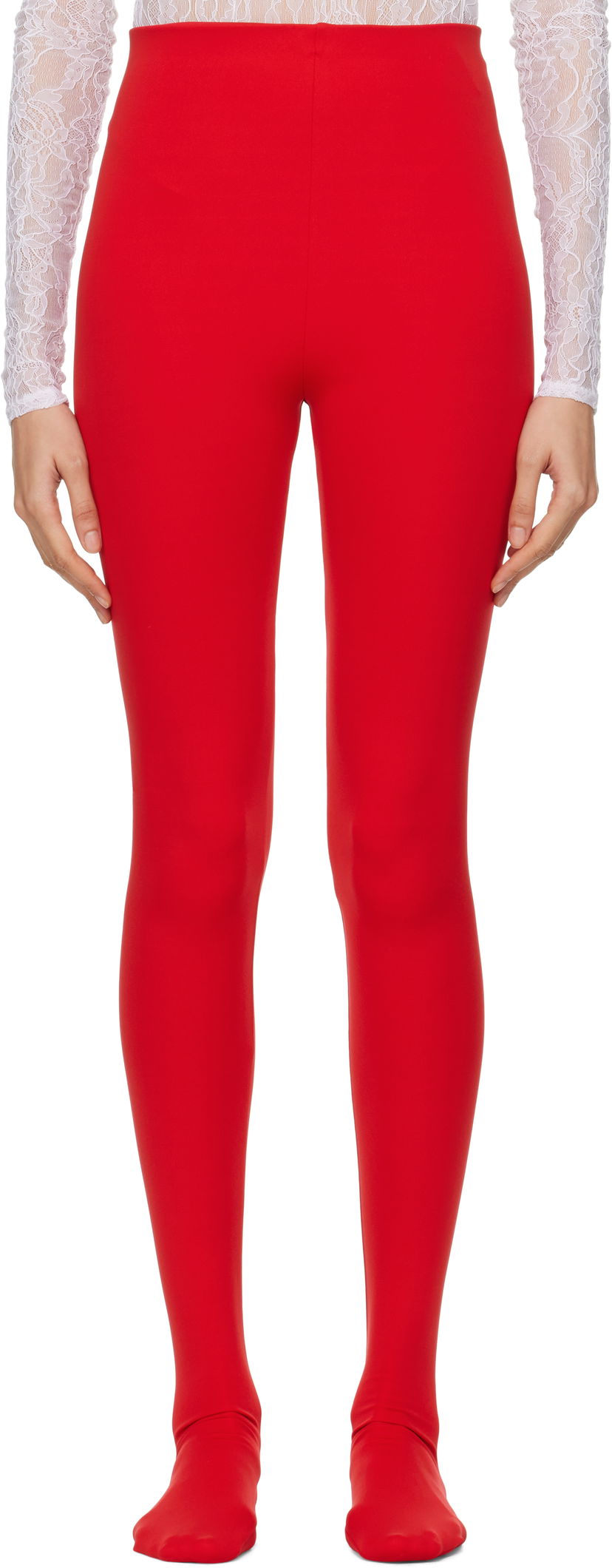 Nogavice WARDROBE.NYC Opaque Leggings Rdeča | W2086R14