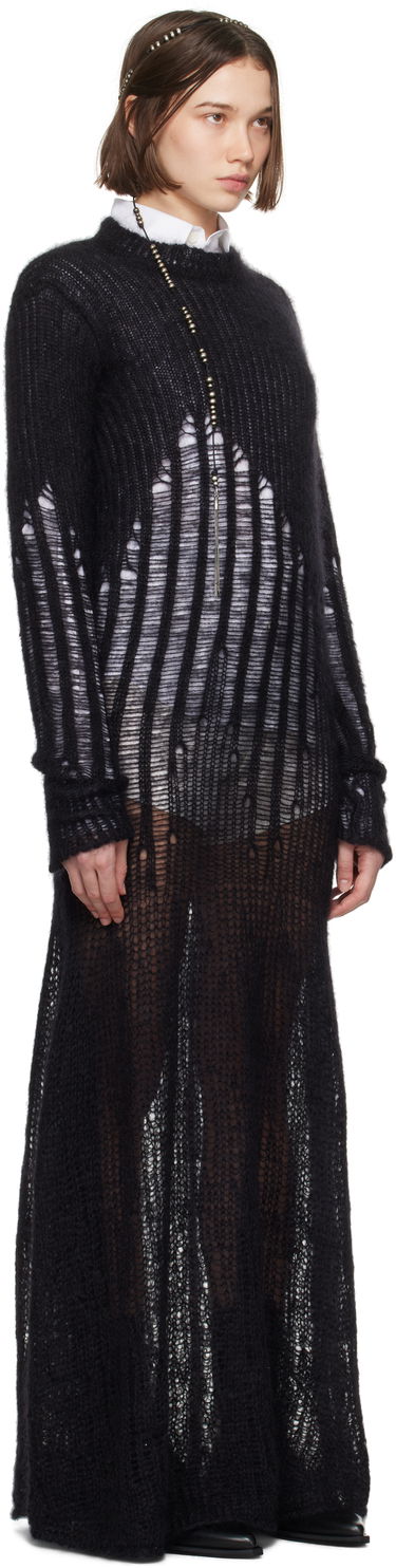 Obleke Ann Demeulemeester Ann Demeulemeester Paiva X-Long Distressed Maxi Dress Črna | 2402-W-KN08-KN044-099, 1