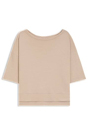 Pleteni pulover BOSS Ribbed Sweatshirt Bež | 50540029