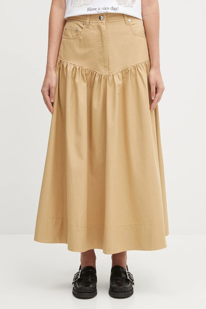 Krila GANNI GANNI Classic Summer Suiting Maxi A-Line Skirt Bež | W0620