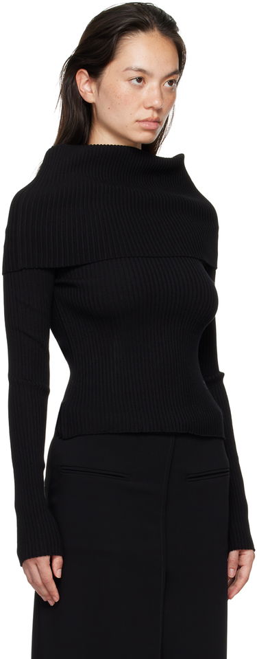 Pleteni pulover Courrèges Courrèges Women's Fitted Off Shoulder Sweater Črna | 324MPU189FI0001, 3