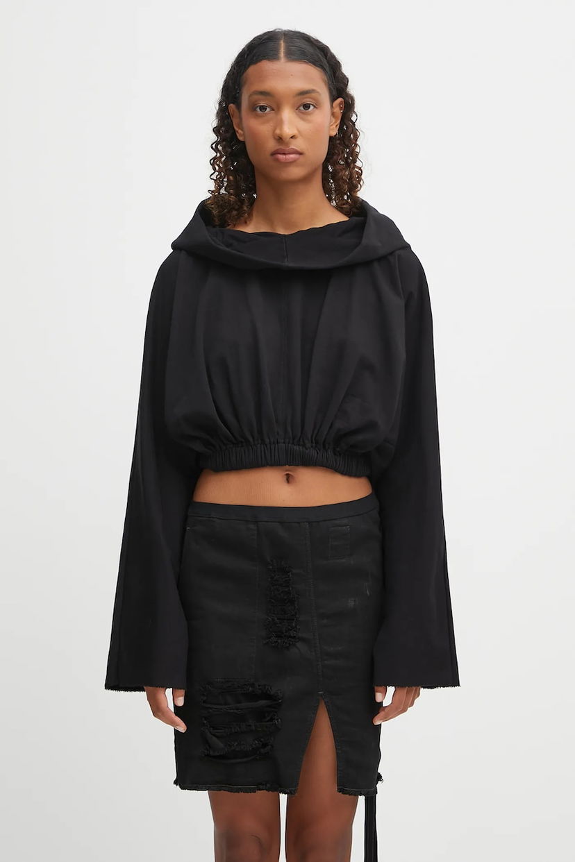 Pulover Rick Owens Rick Owens DRKSHDW Cropped Hooded Tunic Črna | DS02E7236.RIG