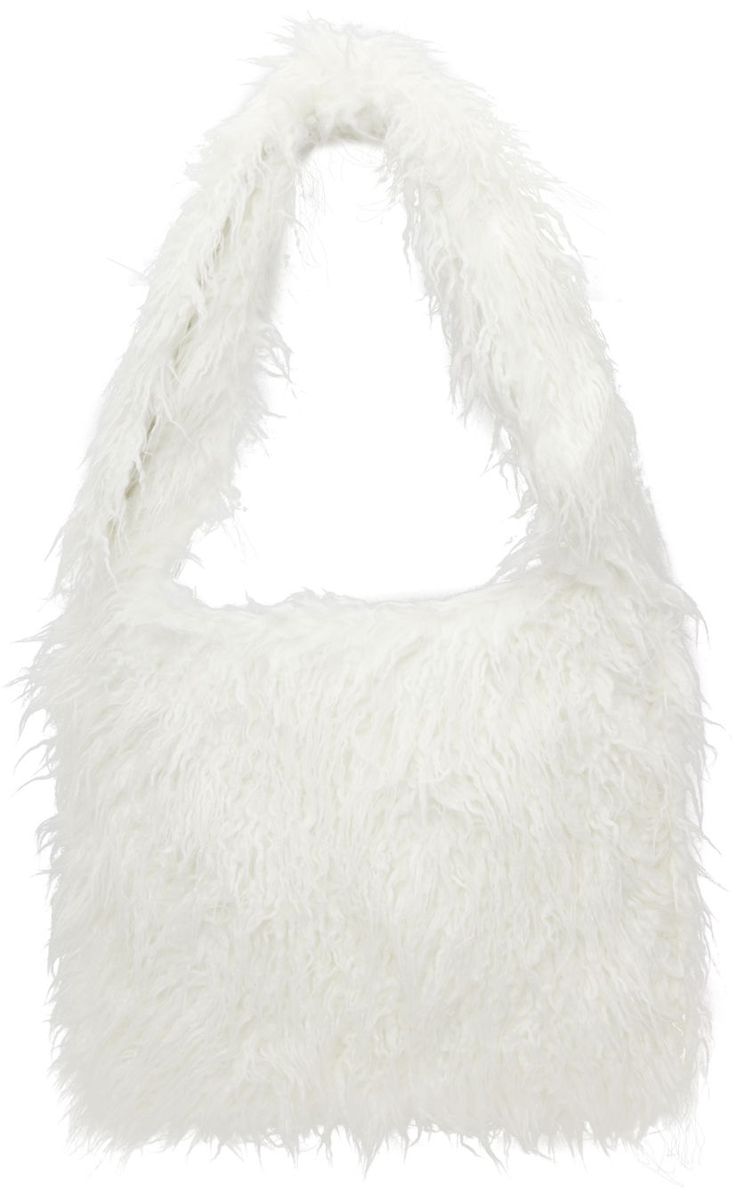 Torba za čez ramo We11done We11done Faux-Fur Shoulder Bag Bela | WD-AB3-22-473-U-WH