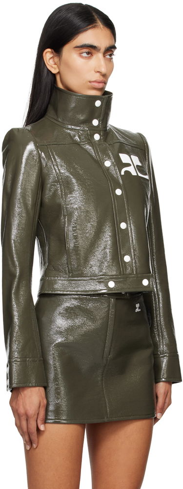 Bomber jakna Courrèges Courrèges Reedition Cropped Faux-Leather Jacket Zelena | 223CBL005VY0014, 1