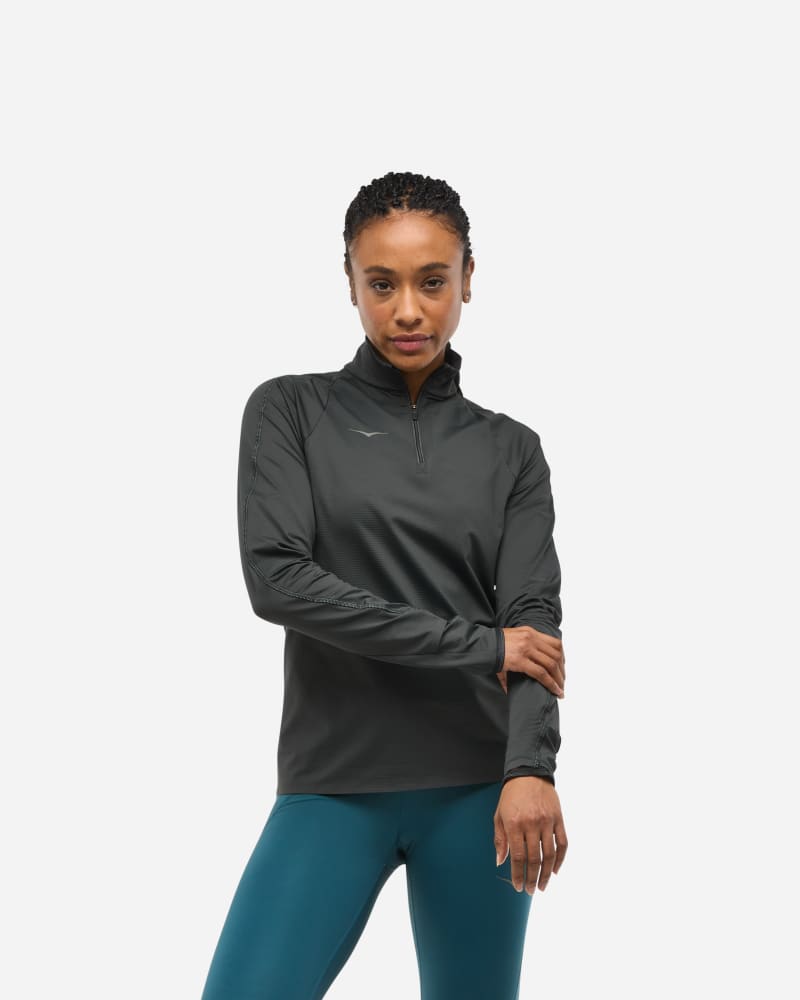 Pulover Hoka One One GlideTech Quarter Zip Running Jacket, Size Large Črna | 1164155-BLK