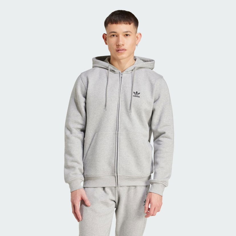 Pulover adidas Performance Trefoil Essentials Full-Zip Siva | IY7354