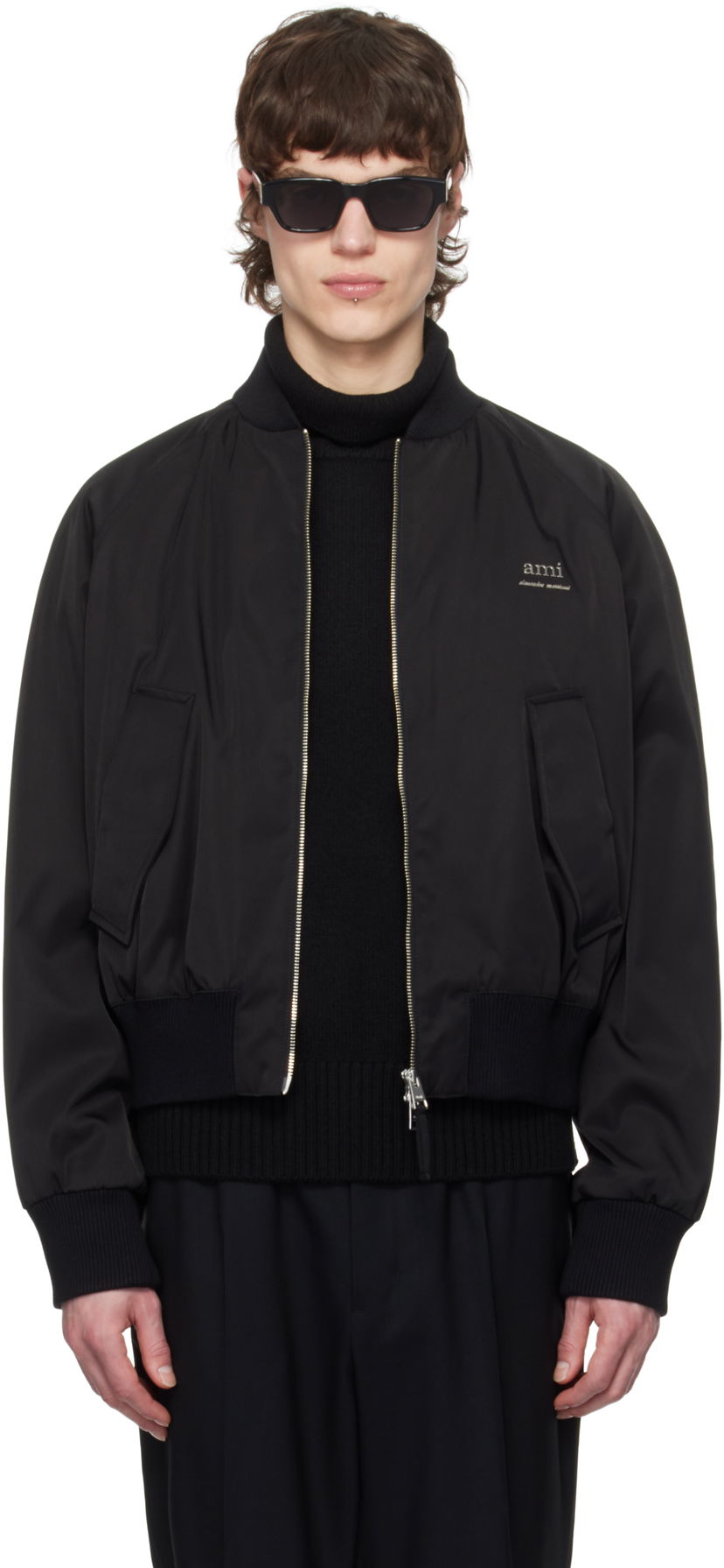 Bomber jakna AMI AMI Twill Bomber Jacket Črna | HJK012.PA0007