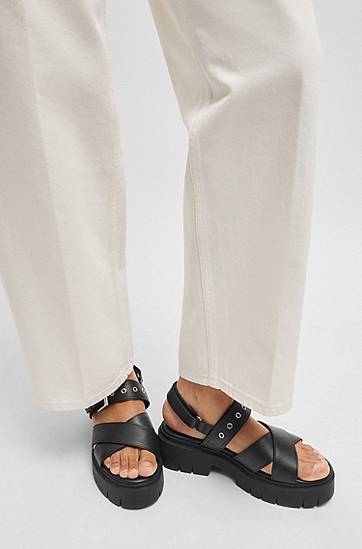 Modni dodatki BOSS Buckled Strap Chunky Sole Sandals Črna | 50542072, 1