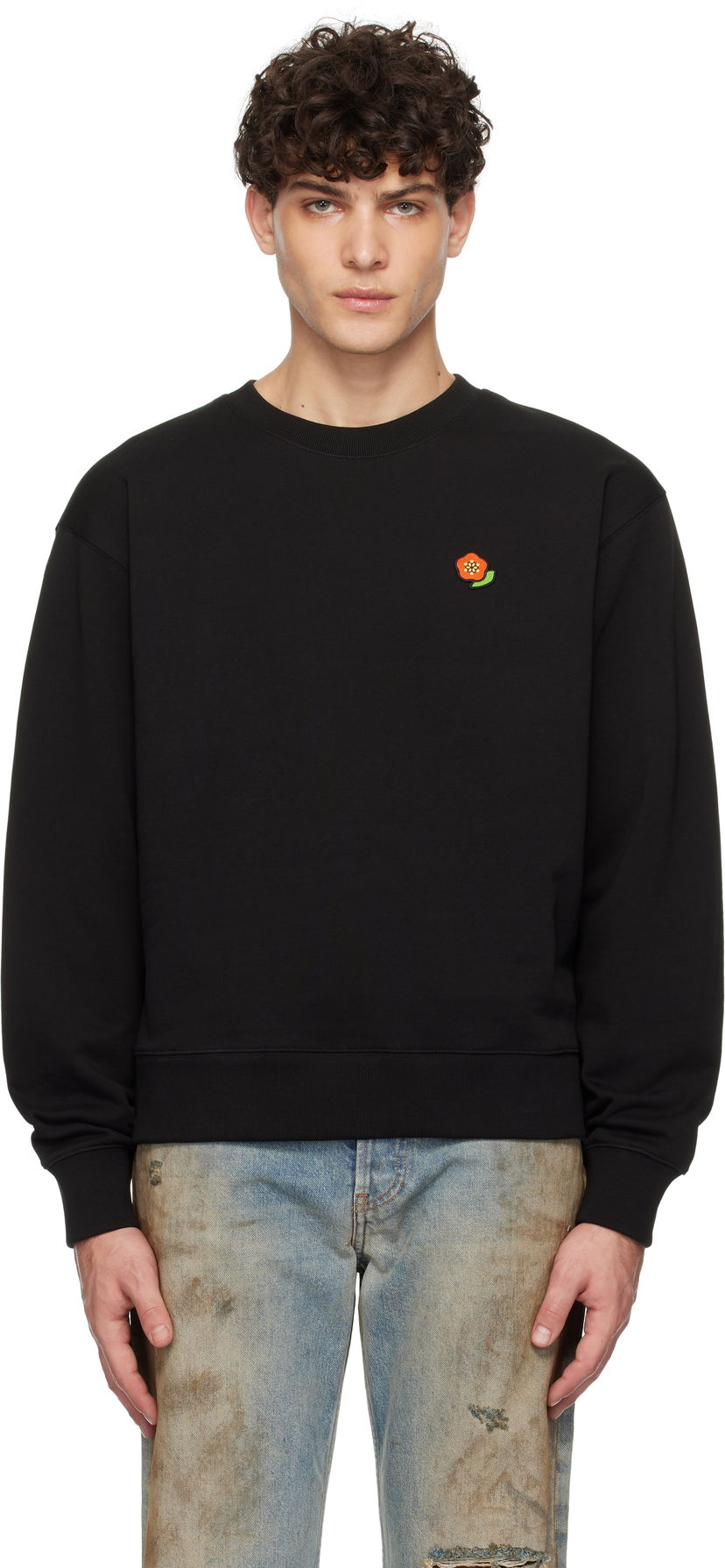 Pulover KENZO Embroidered Flower Sweatshirt Črna | FF55SW2654MF