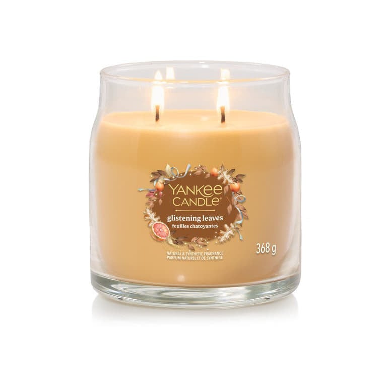 Sveče Yankee Candle Signature Medium Jar 2 Wicks Glistening Leaves 368 g Oranžna | 43498