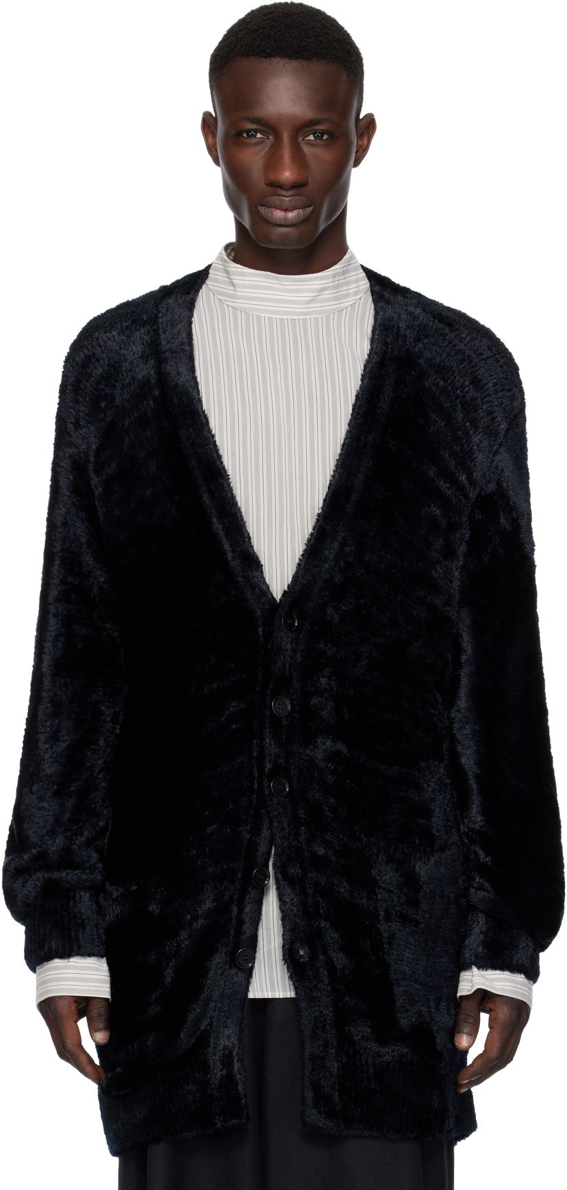 Pleteni pulover Dries Van Noten Dries Van Noten Viscose Knit Cardigan Črna | 251-021215-1707