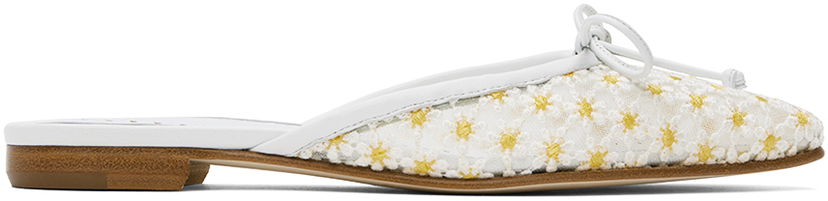 Modni dodatki Manolo Blahnik Manolo Blahnik Ballermiu Lace Mules Bela | 124-2557