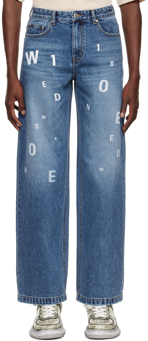 Kavbojke We11done Printed Jeans Modra | WD-DP3-22-386-M-NV
