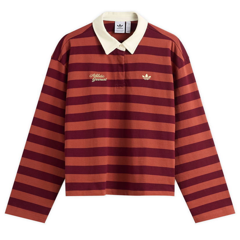 Polo majica adidas Originals Long Sleeve Striped Polo Bordo | KF2323