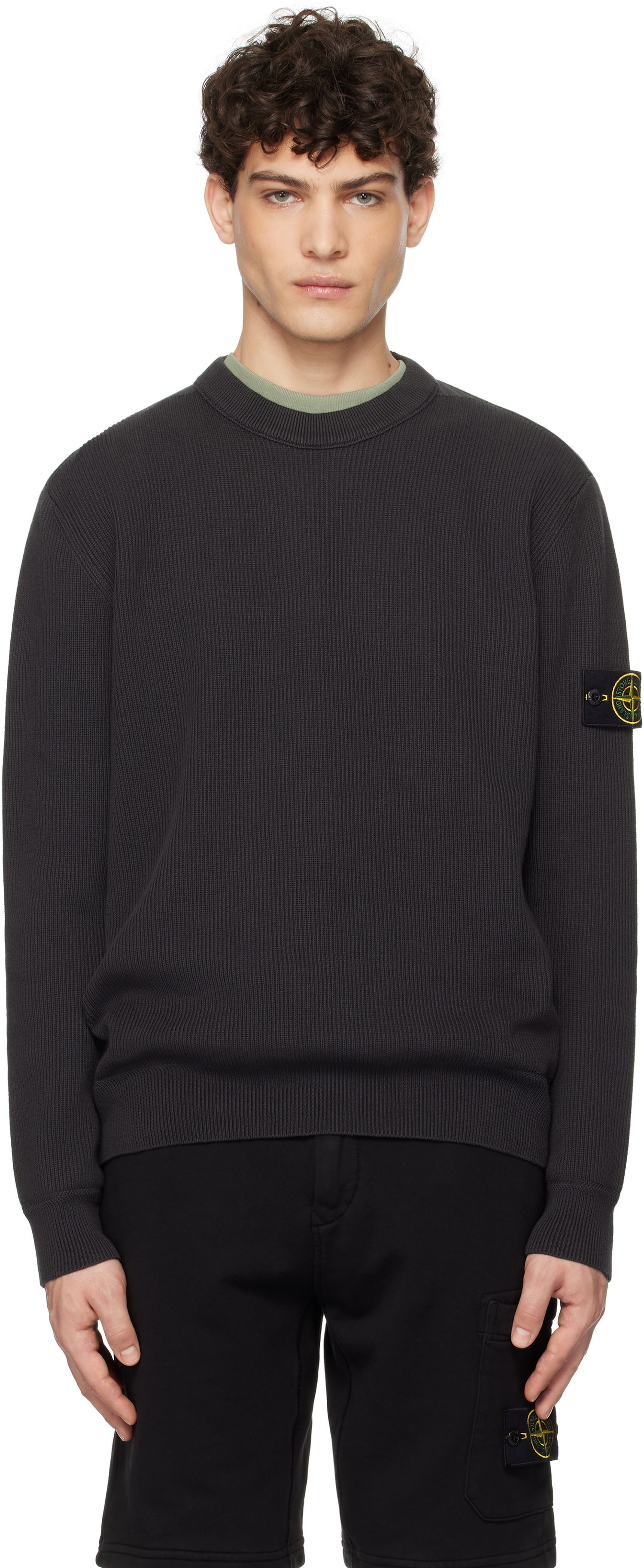 Pleteni pulover Stone Island Stone Island Ribbed Organic Cotton Crewneck Sweater Siva | K1S15 5100054 S00D8, 0
