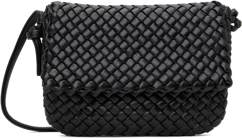 Torba za čez ramo Bottega Veneta Bottega Veneta Cobble Intrecciato Messenger Bag Črna | 804457-V01D1-8425