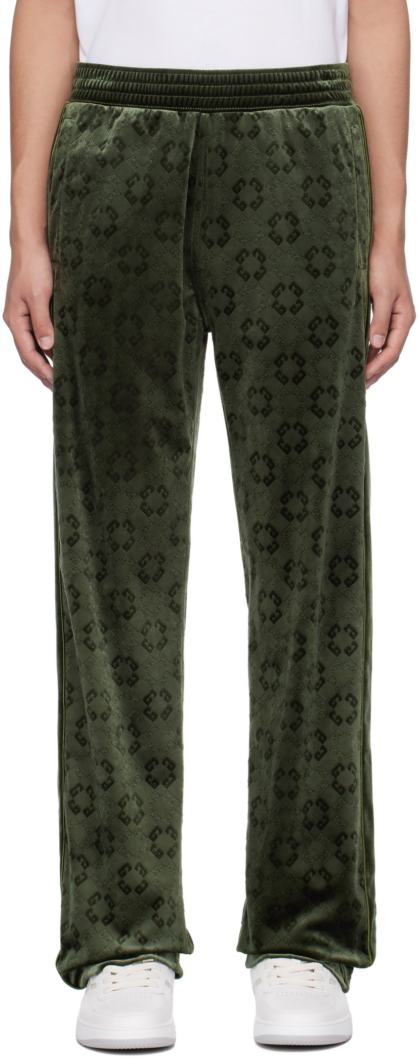 Trenirka Givenchy Monogram Velvet Sweatpants Zelena | BM51HS316Z300