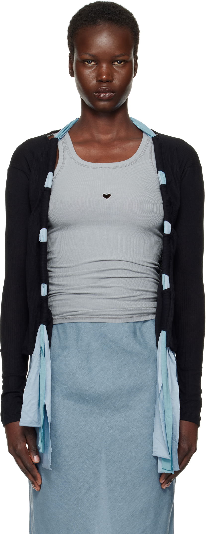 Pleteni pulover Baserange Circ Black & Blue Cardigan Črna | TOCC-RB-SP25
