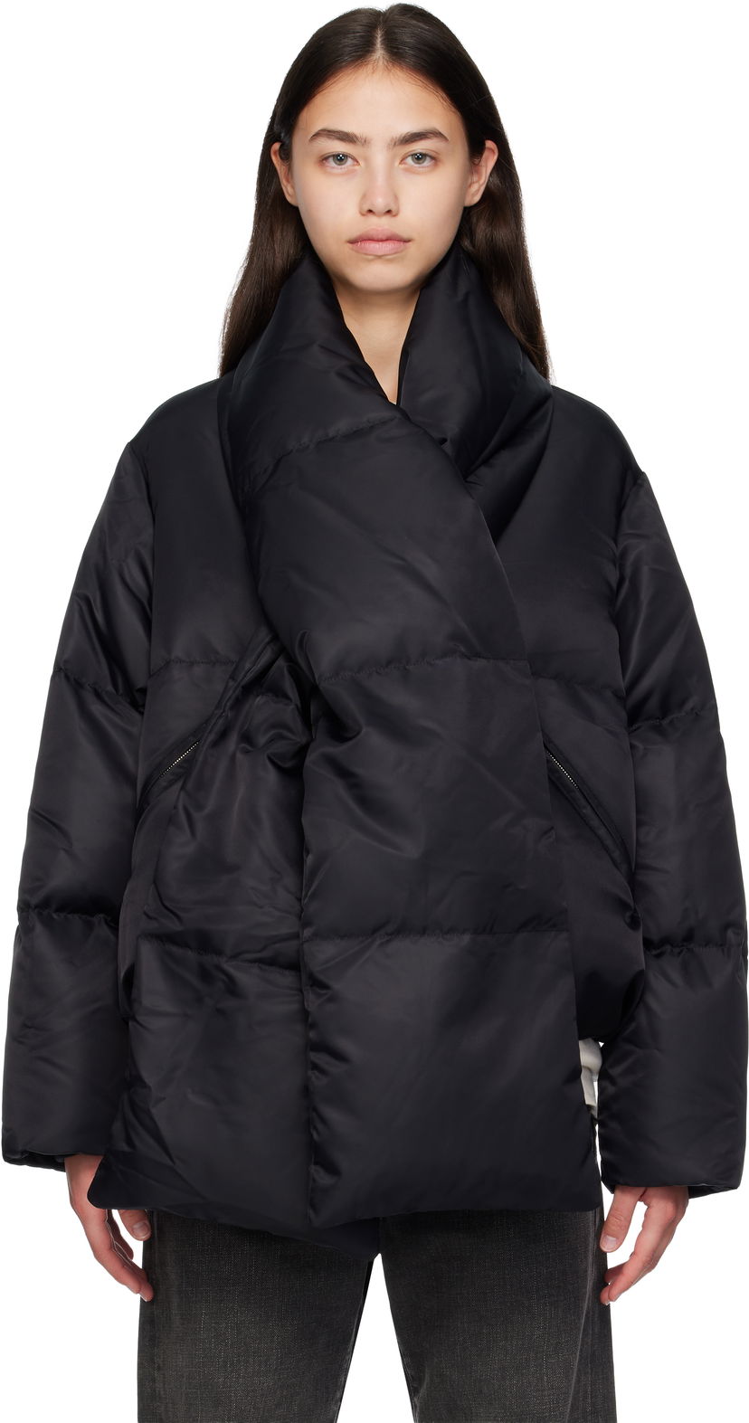 Puhovka Maison Margiela MM6 Maison Margiela Scarf Down Jacket Črna | S52AM0332 M35257