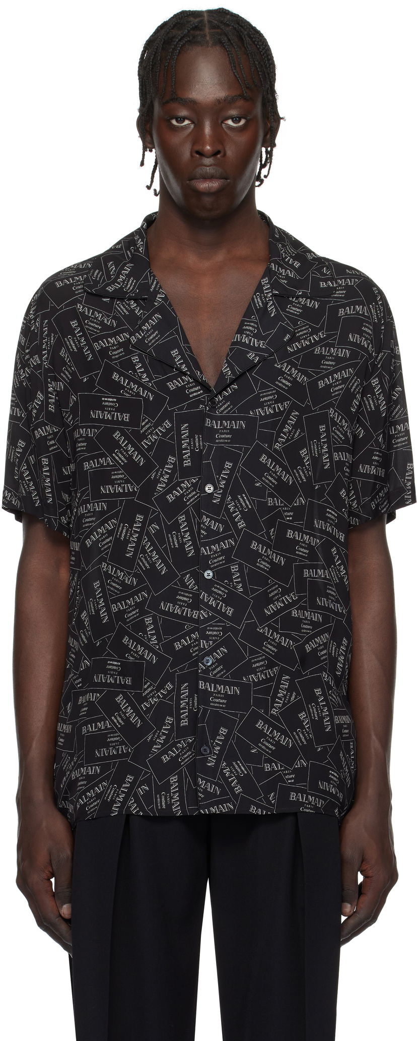 Srajce Balmain All-Over Label Print Shirt Črna | EH1HN070VH56