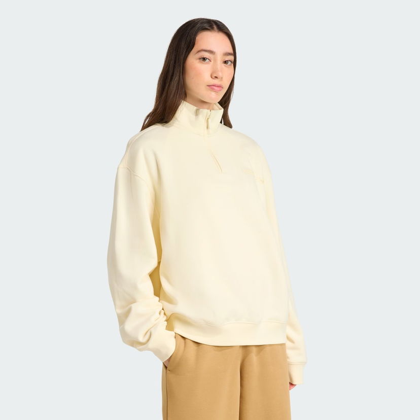 Pulover adidas Performance Essentials Linear Quarter-Zip Oversized Sweatshirt Rumena | JY3554