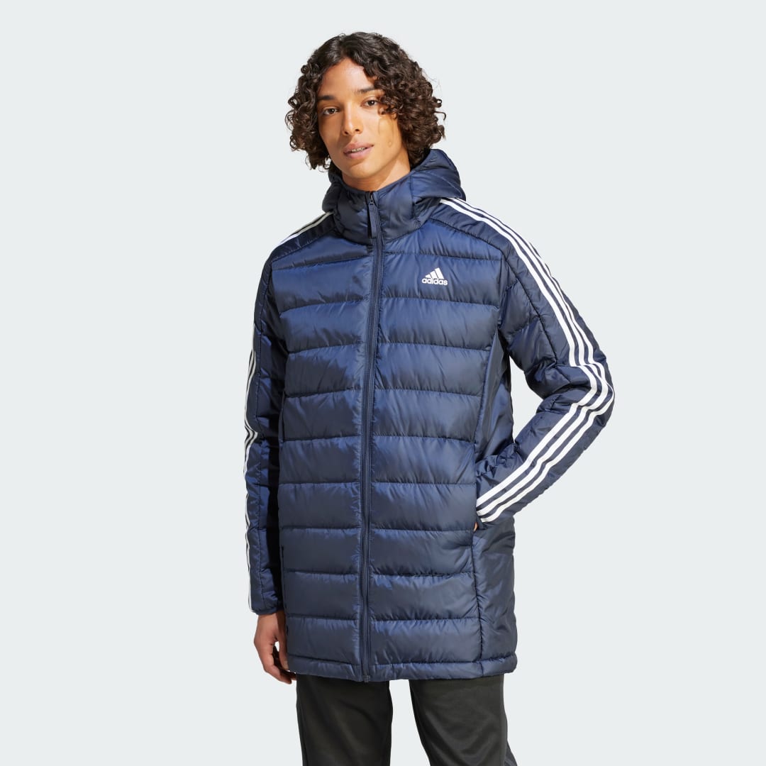 Parka adidas Originals Essentials 3-Stripes Light Down Hooded Mornarica | IK3203, 0