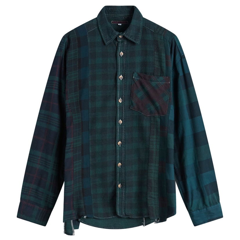 Srajce Needles 7 Cuts Over Dye Flannel Shirt Green Zelena | PU353-GRN