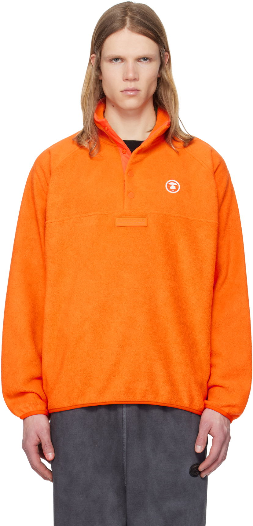 Pleteni pulover AAPE by A Bathing Ape AAPE by A Bathing Ape 'AAPE NOW' Fleece Pullover Oranžna | AAPSWMB322XXNORX