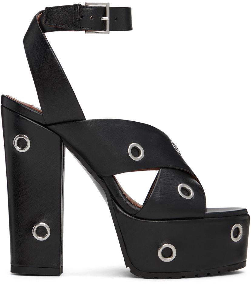 Nega čevljev Alaïa ALAÏA Eyelets Platform Sandals Črna | AA3S070CK181