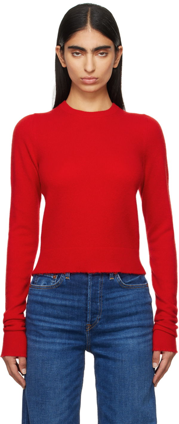 Pleteni pulover RE/DONE Cashmere Crewneck Sweater Rdeča | 697-10WXLSCRW