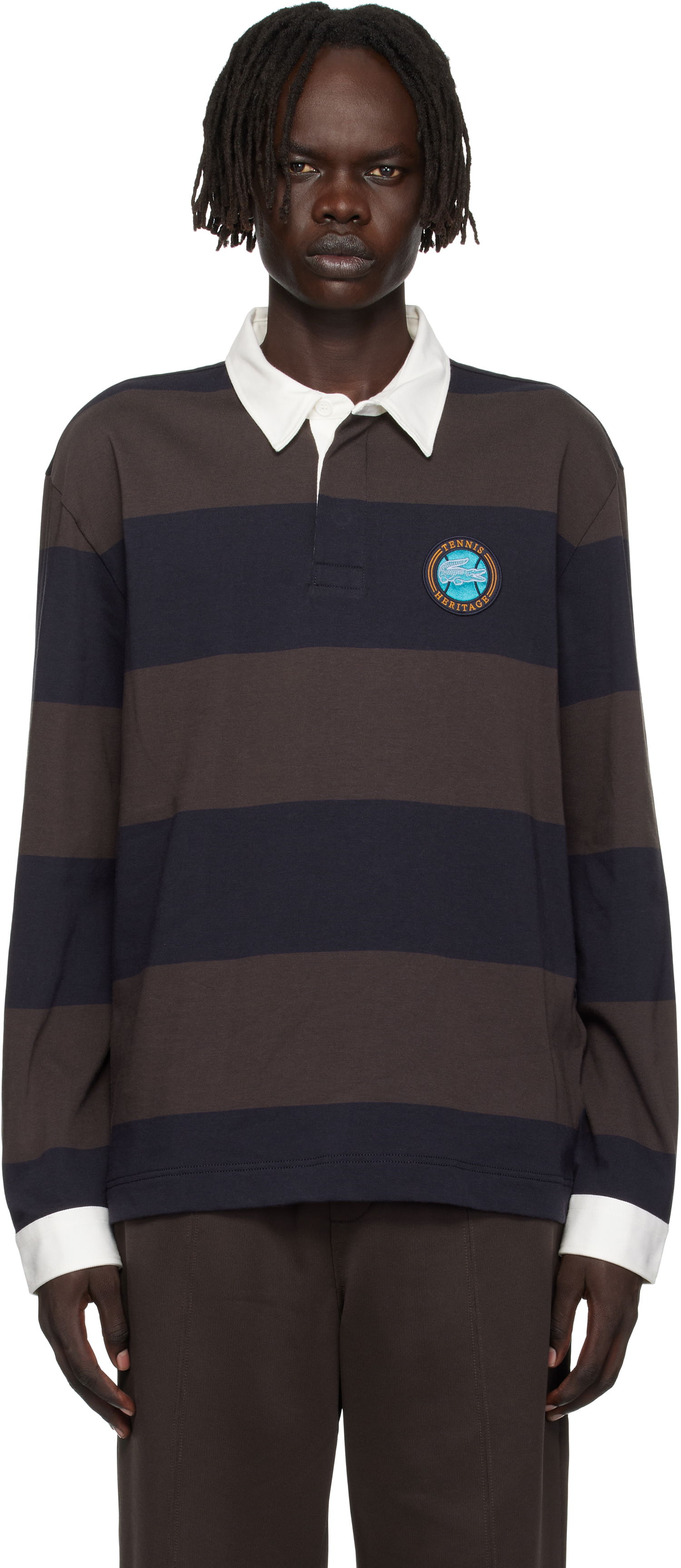 Polo majica Lacoste Lacoste Relaxed Fit Striped Rugby Polo Rjava | KH5916_6IY, 0
