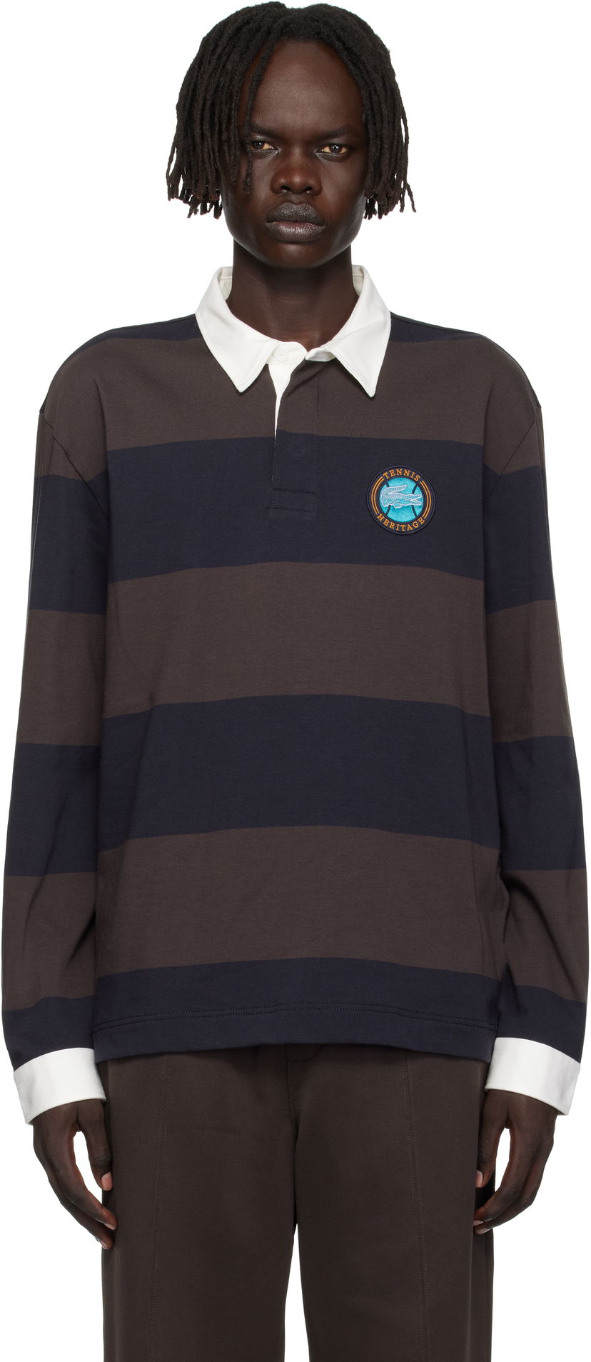 Polo majica Lacoste Lacoste Relaxed Fit Striped Rugby Polo Rjava | KH5916_6IY