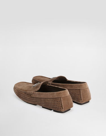 Modni dodatki Dolce & Gabbana Dolce & Gabbana DG Driver Perforated Split Calfskin Loafers Rjava | A50713AE00380024, 2