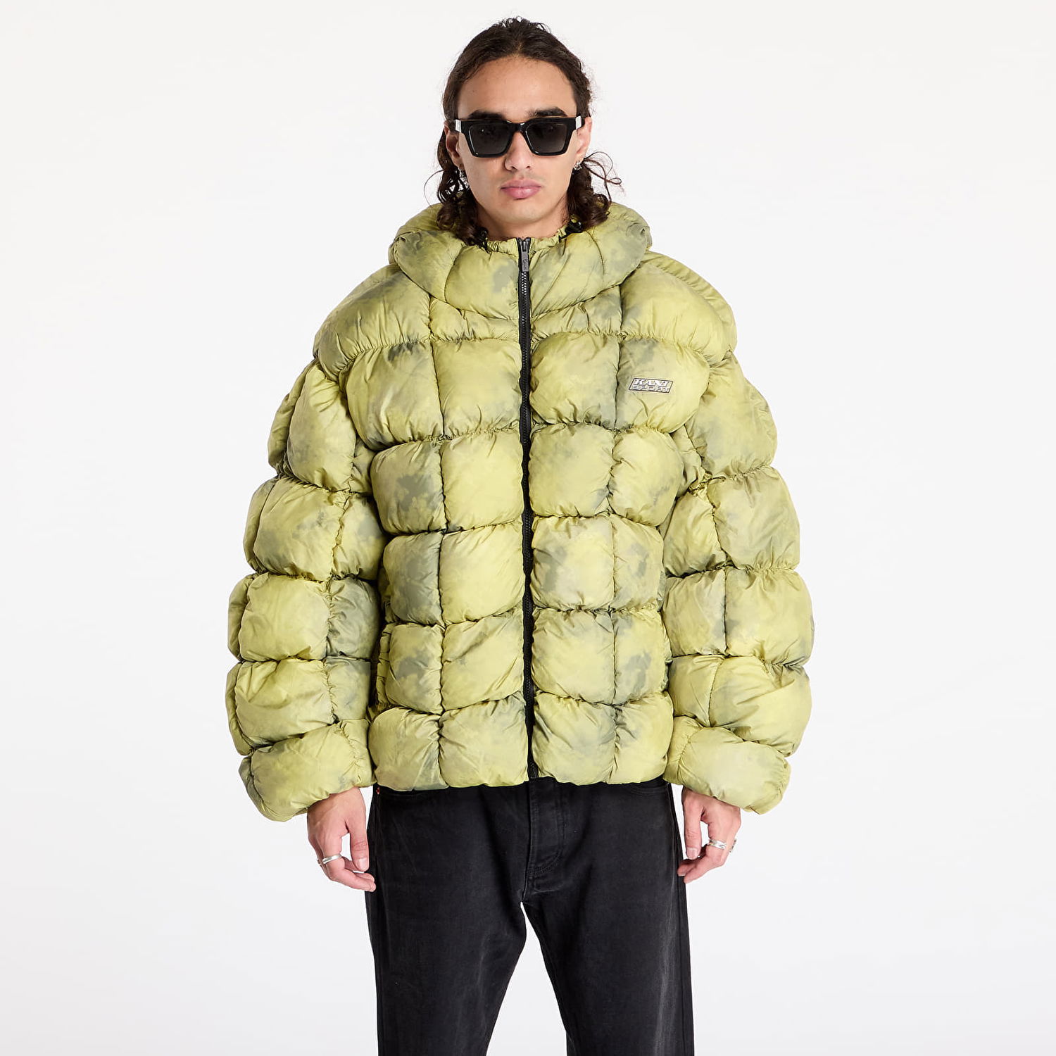 Puhovka Karl Kani Jacket Sport Patch Square Quilted Puffer Jacket Lime Green L Rumena | 60760018, 0