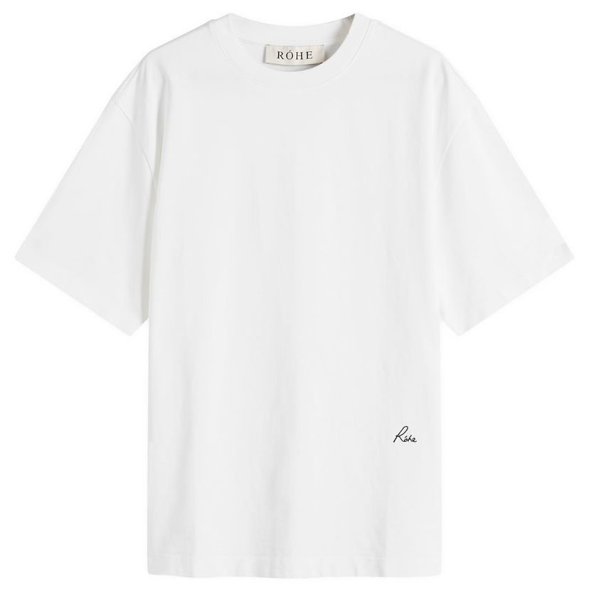 Majica Róhe Róhe Men's Logo Embroidered T-Shirt, Large Bela | 314-22-096