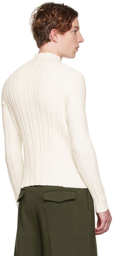Pleteni pulover Dion Lee Dion Lee Collarbone Cutout Ribbed Sweater Bela | C7005F21, 2