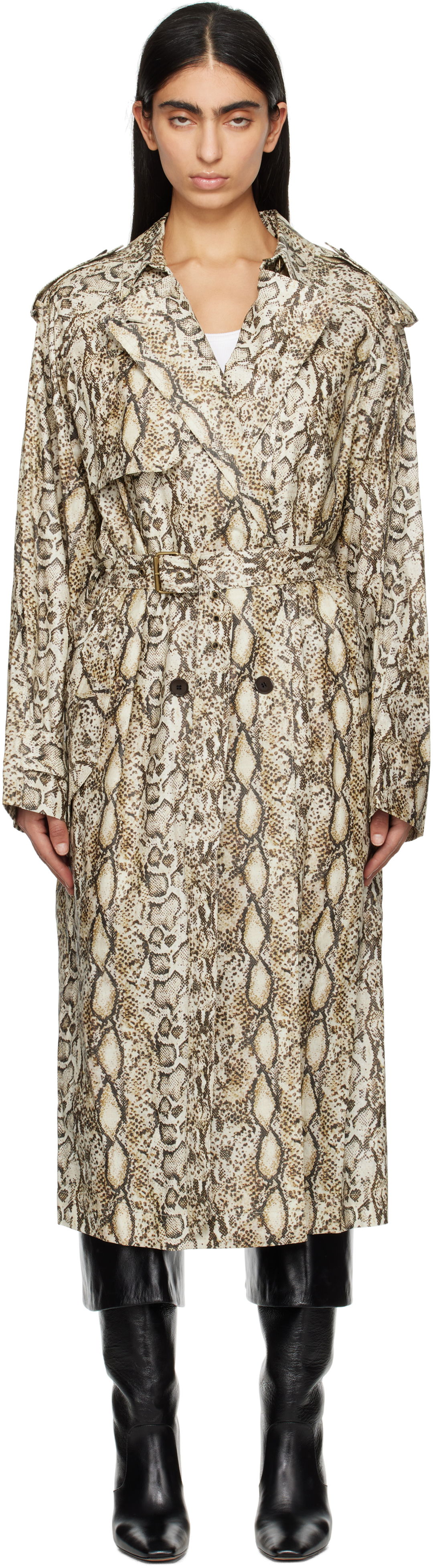 Trenčkot ISABEL MARANT Isabel Marant Freanne Snakeskin Trench Coat Bež | MA0410FA-C1C01I, 0