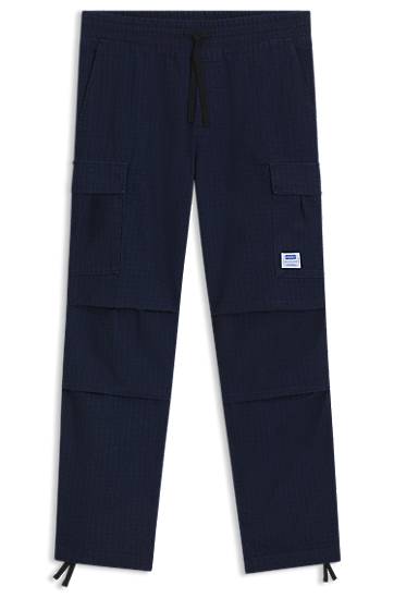 Cargo hlače BOSS Relaxed-Fit Ripstop Cargo Trousers Mornarica | 50552121