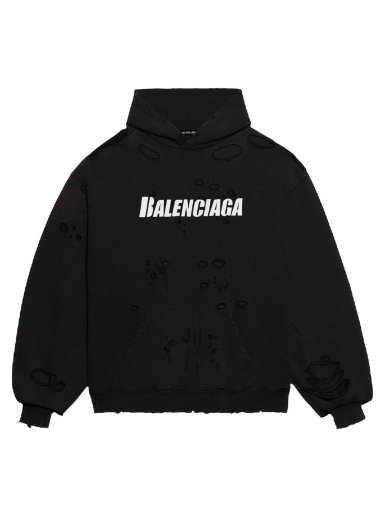 Pulover Balenciaga Caps Destroyed Oversize Fit Hoodie Črna | 659403TKVB61093